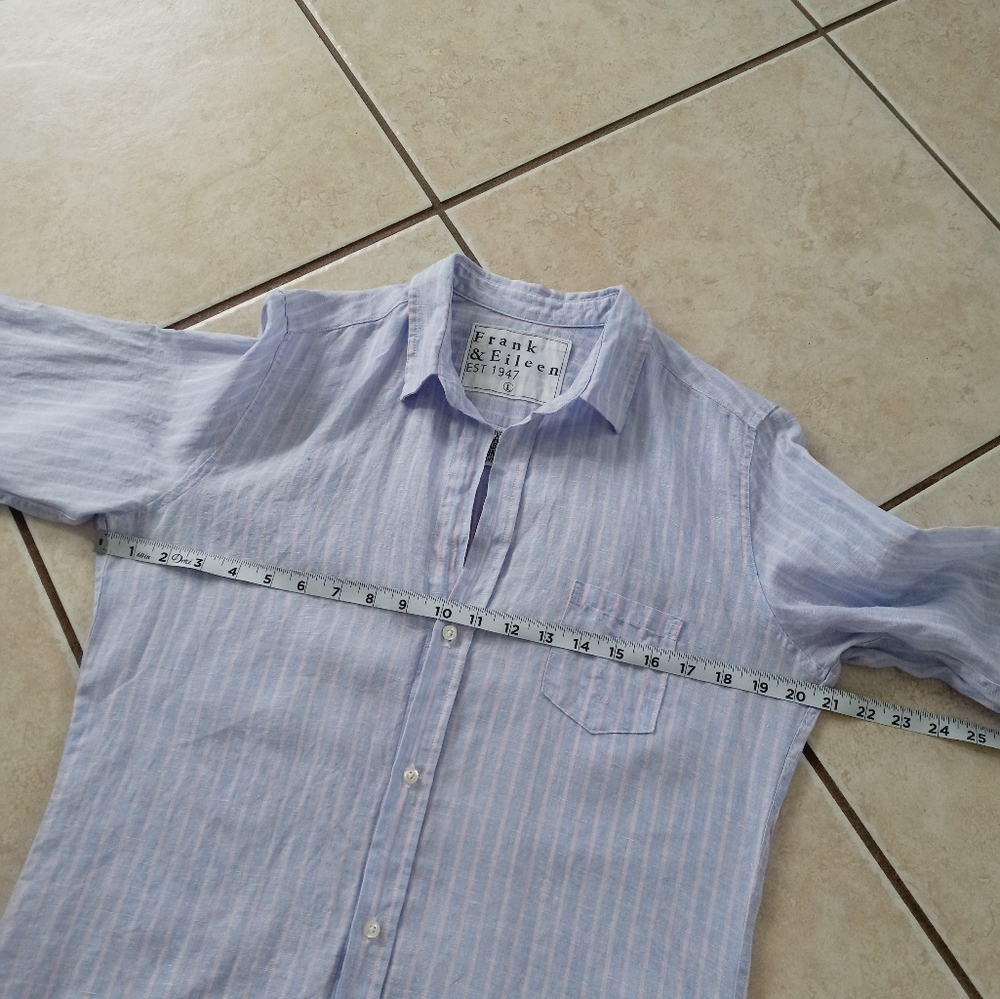 Frank & Eileen Barry Linen Blue Pink Stripe L - Picture 10 of 13